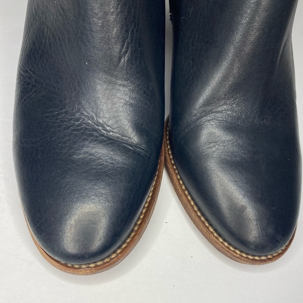 Madewell Black Leather Billie Ankle Boot Size 7.5 stack wood heel - Picture 7 of 12